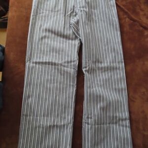unbranded vintage custom buckleback grey striped pants (35x32)
